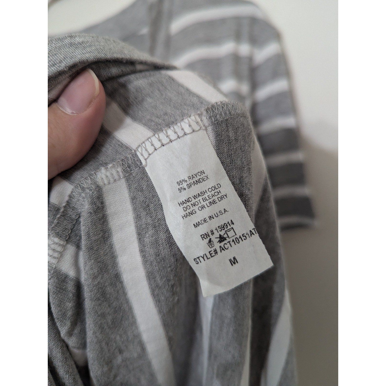 Amalli Talli Grey & White Striped Tee Size Medium Tall — image 4 of 5